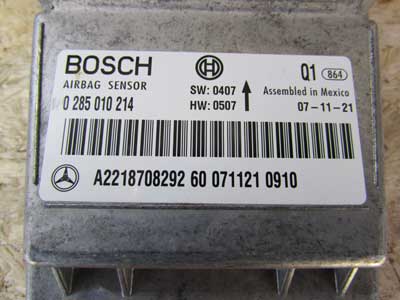 Mercedes Airbag Air Bag SRS Control Module Sensor Bosch A2218708292 C216 W221 CL550 S5505